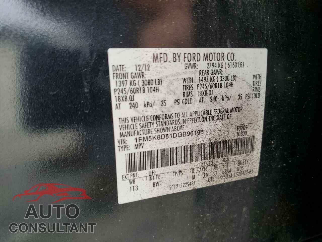 FORD EXPLORER 2013 - 1FM5K8D81DGB96196