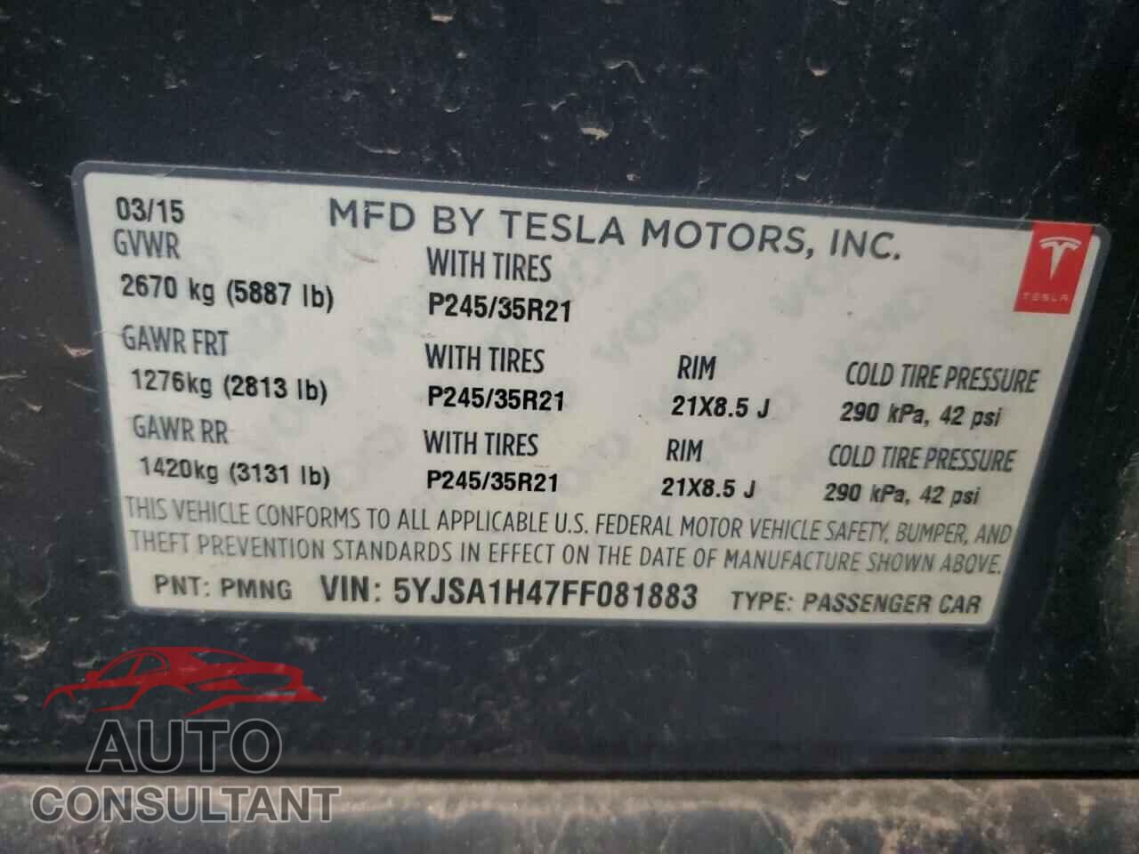 TESLA MODEL S 2015 - 5YJSA1H47FF081883