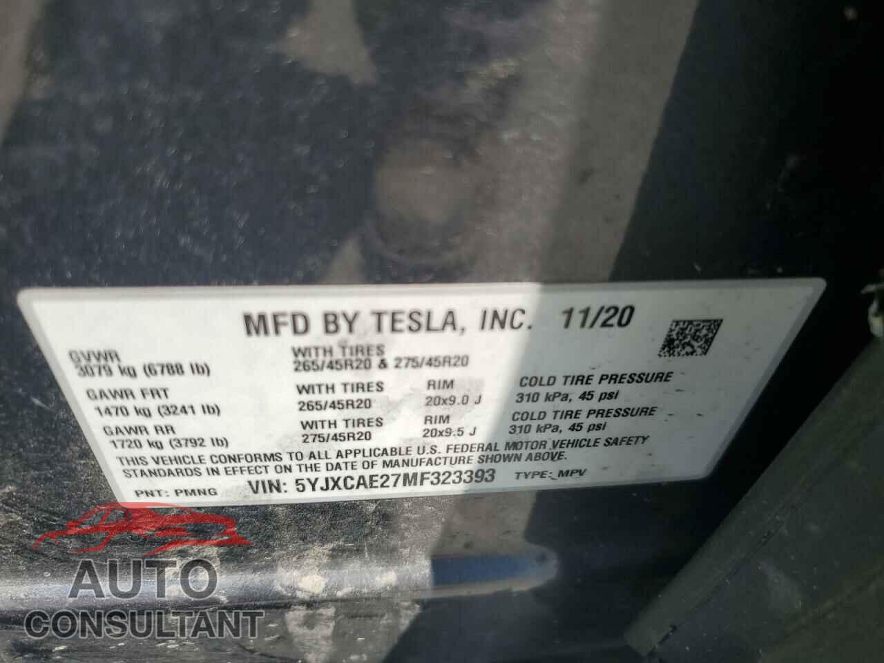 TESLA MODEL X 2021 - 5YJXCAE27MF323393