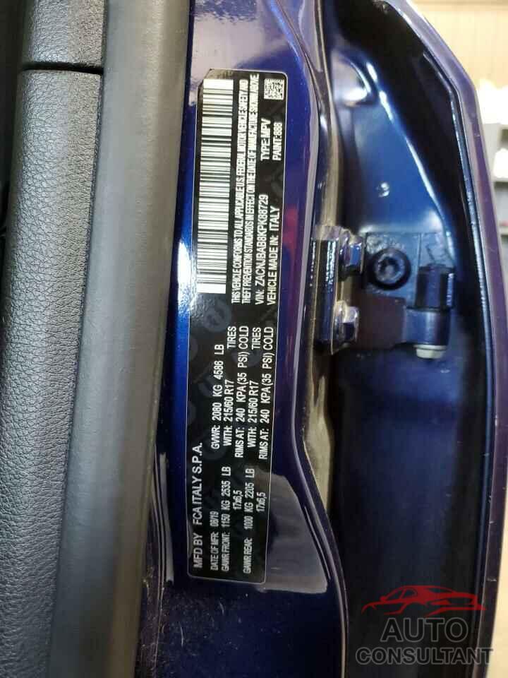 JEEP RENEGADE 2019 - ZACNJBAB8KPK88729