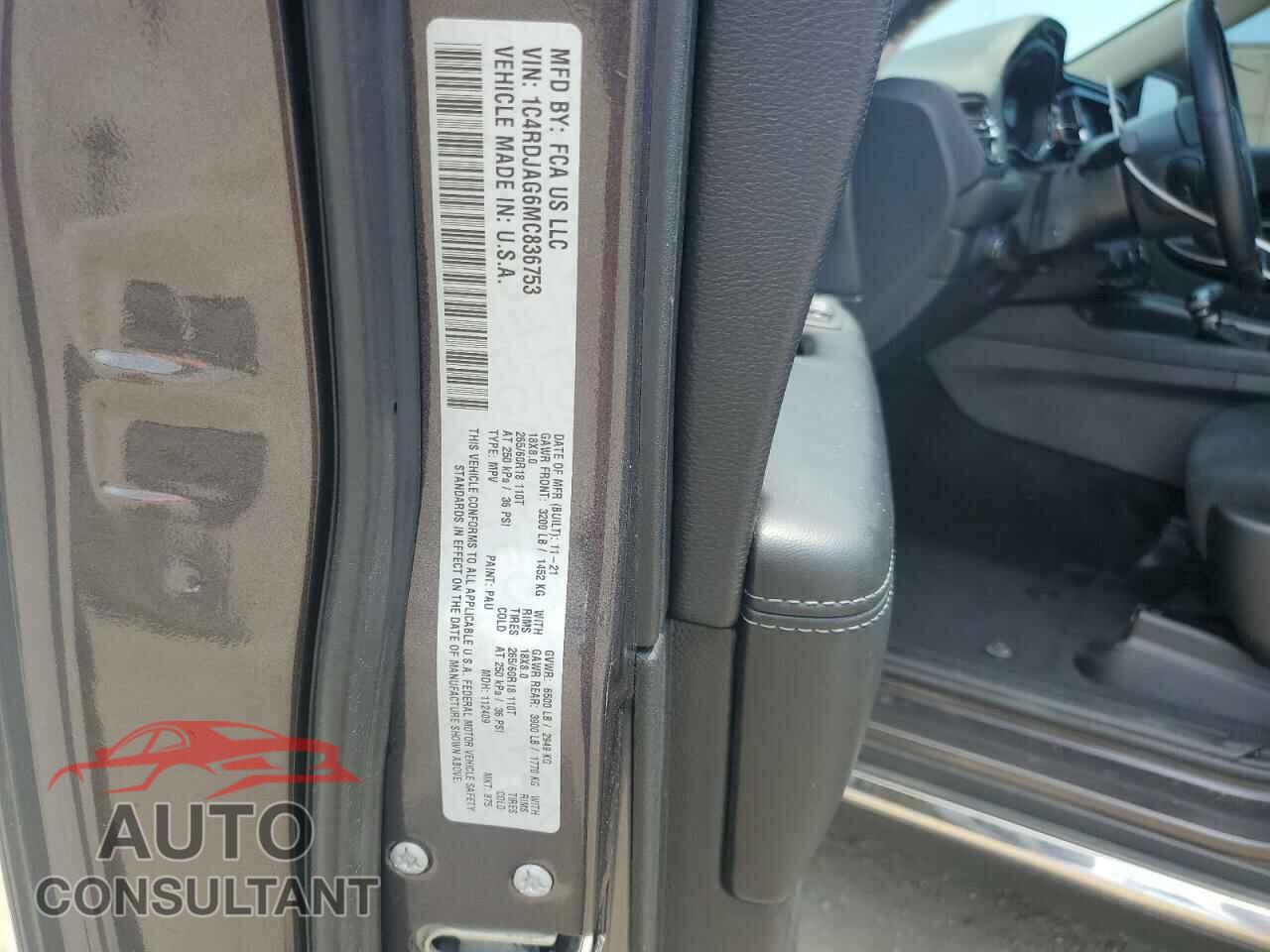 DODGE DURANGO 2021 - 1C4RDJAG6MC836753
