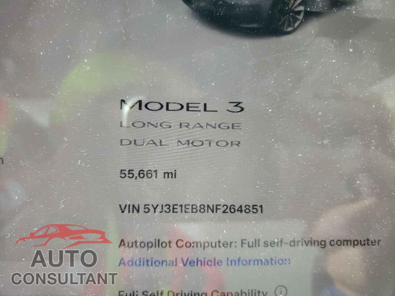 TESLA MODEL 3 2022 - 5YJ3E1EB8NF264851