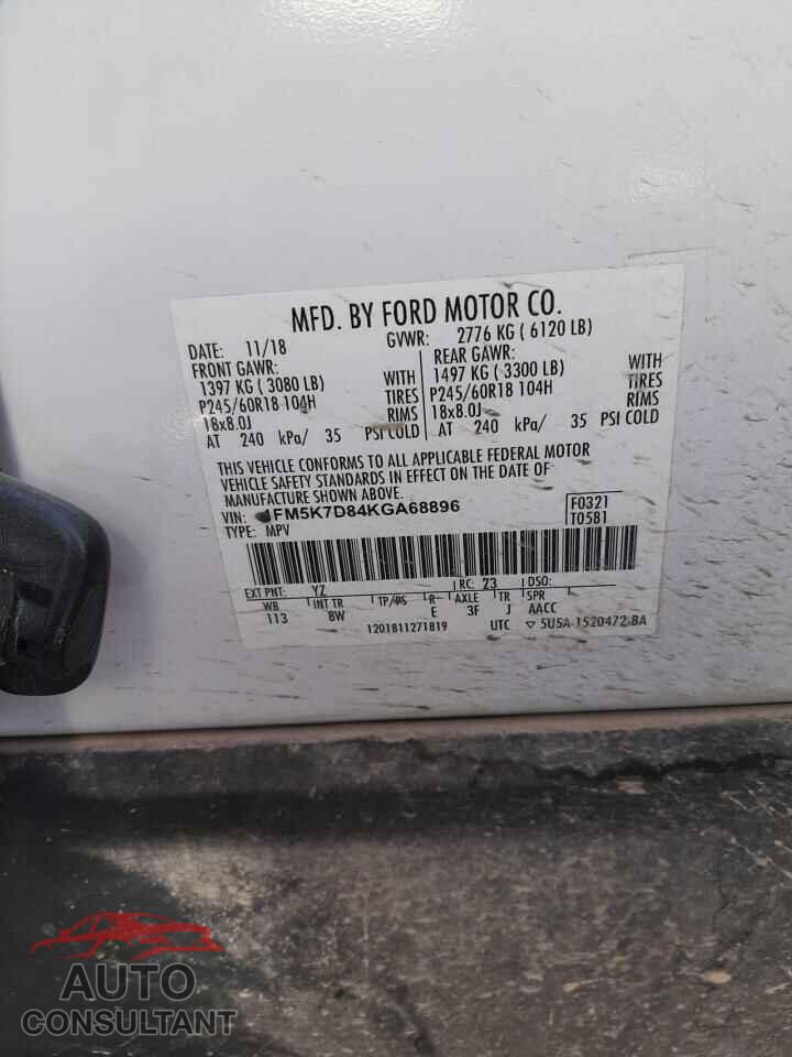 FORD EXPLORER 2019 - 1FM5K7D84KGA68896