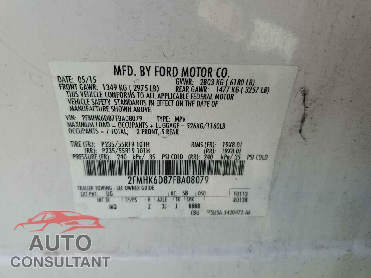 FORD FLEX 2015 - 2FMHK6D87FBA08079
