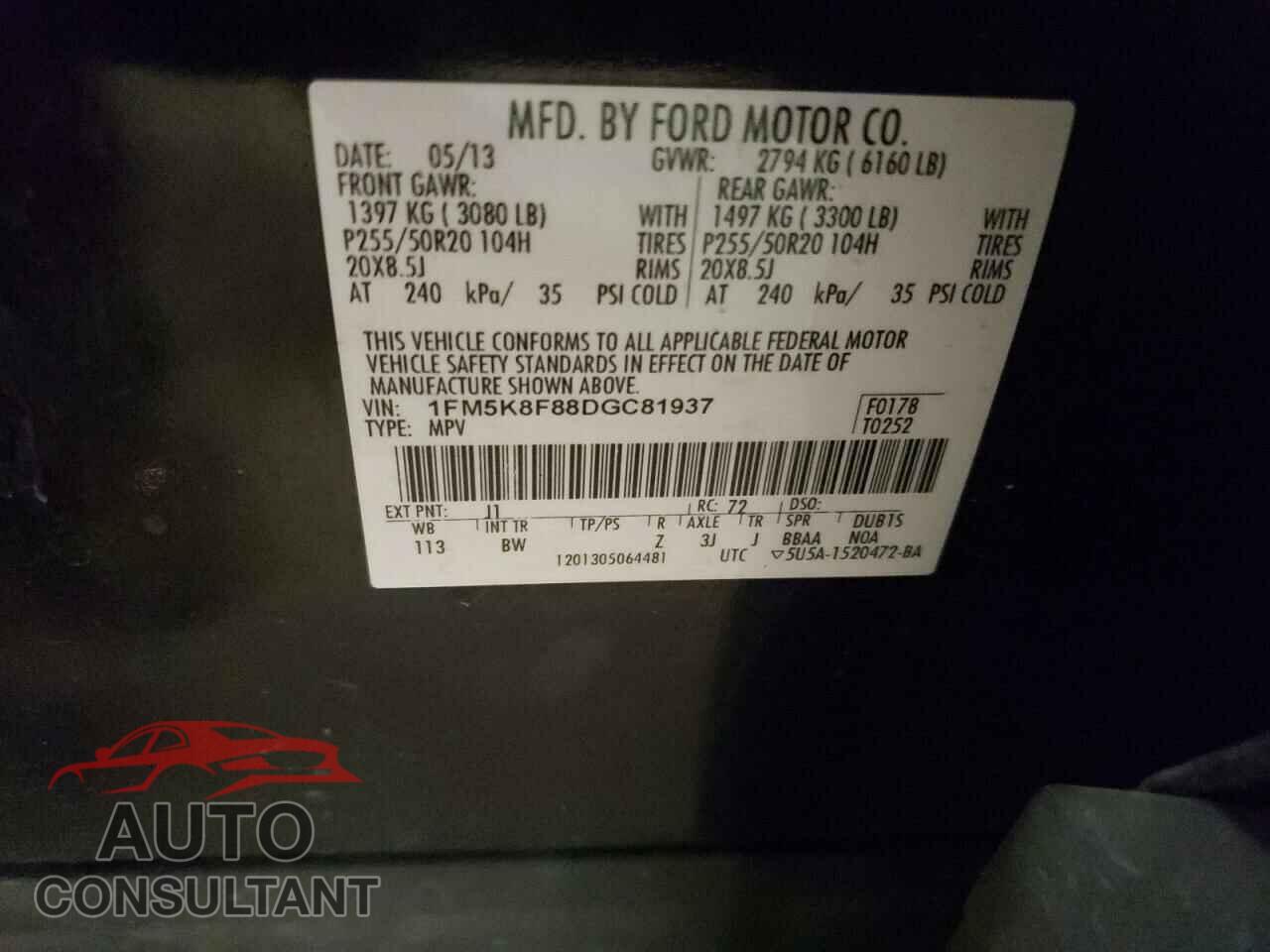 FORD EXPLORER 2013 - 1FM5K8F88DGC81937
