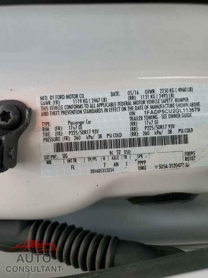 FORD CMAX 2016 - 1FADP5CU2GL113679