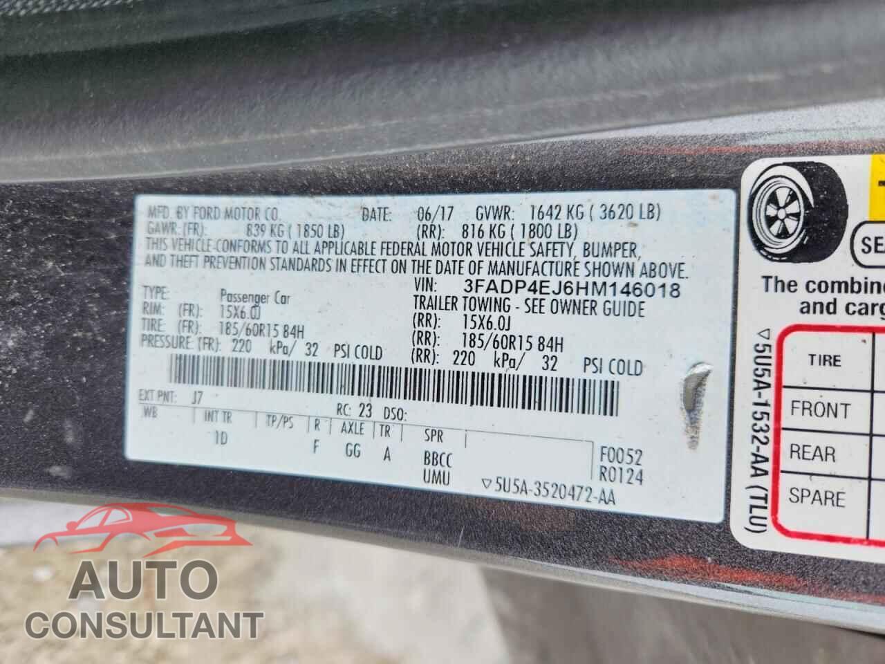 FORD FIESTA 2017 - 3FADP4EJ6HM146018