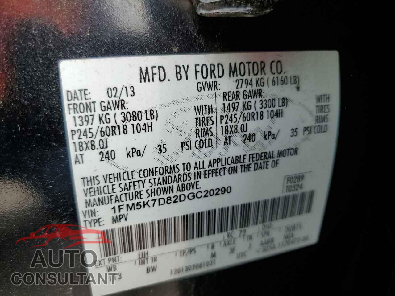 FORD EXPLORER 2013 - 1FM5K7D82DGC20290