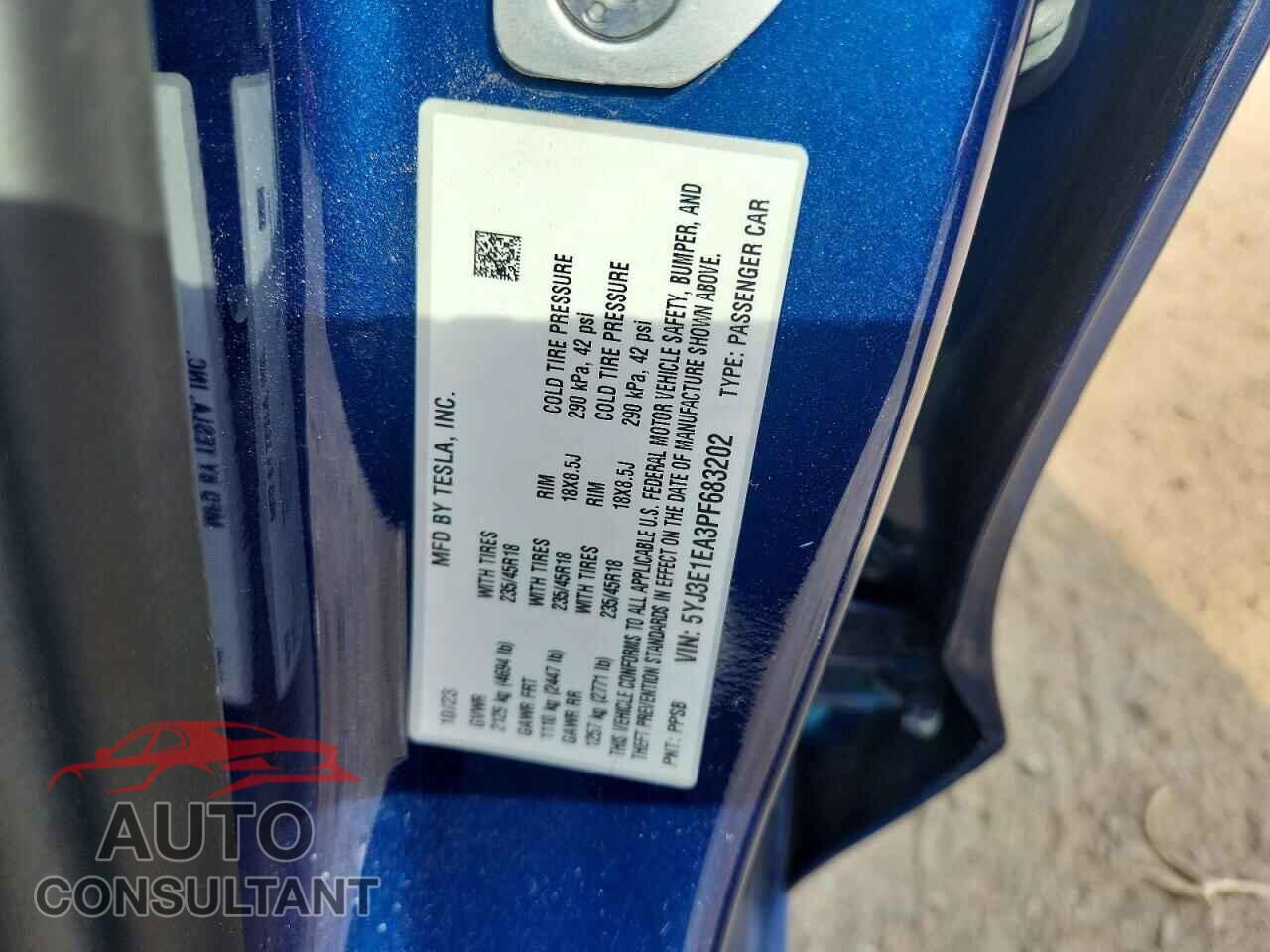 TESLA MODEL 3 2023 - 5YJ3E1EA3PF683202