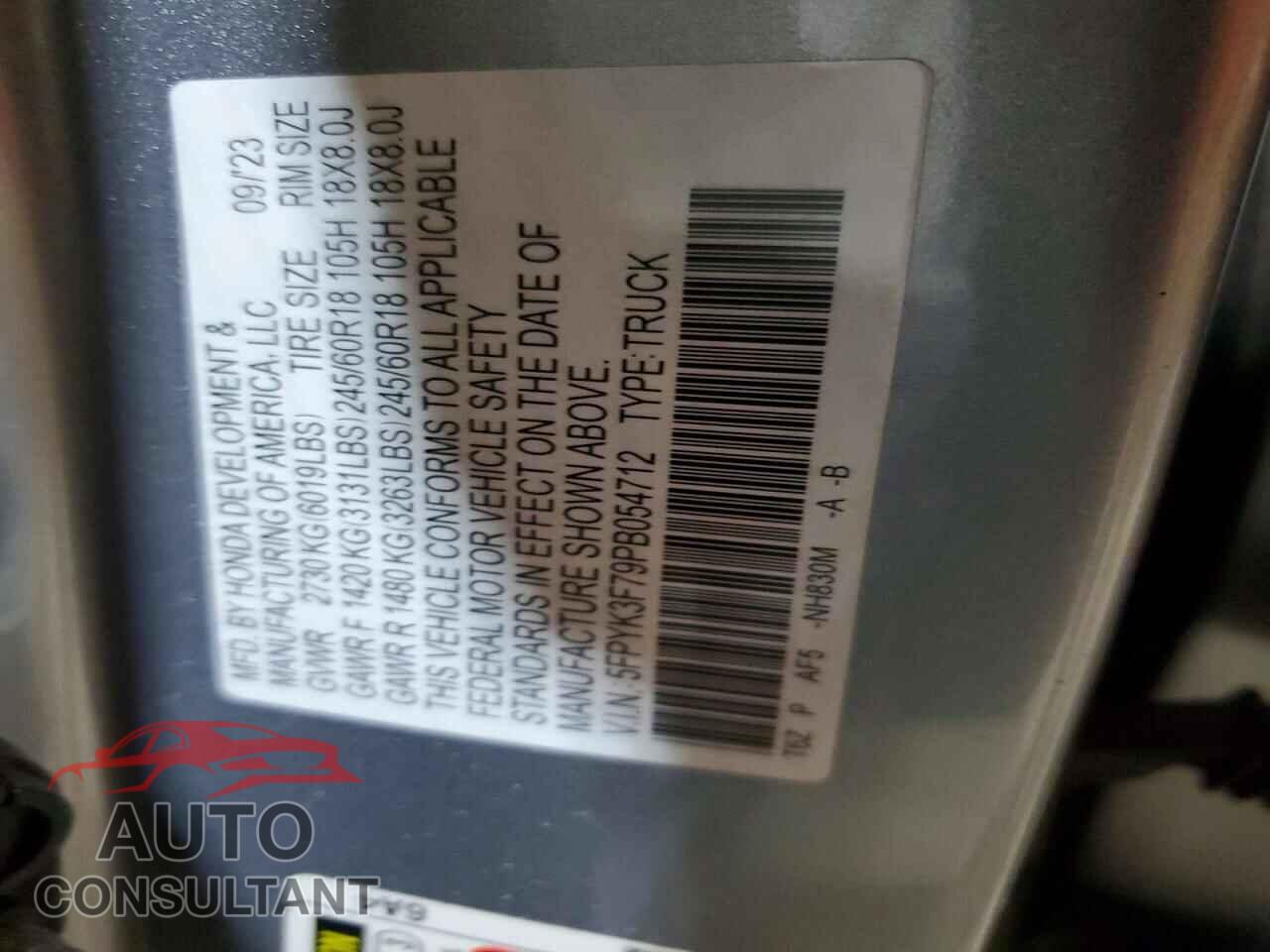 HONDA RIDGELINE 2023 - 5FPYK3F79PB054712