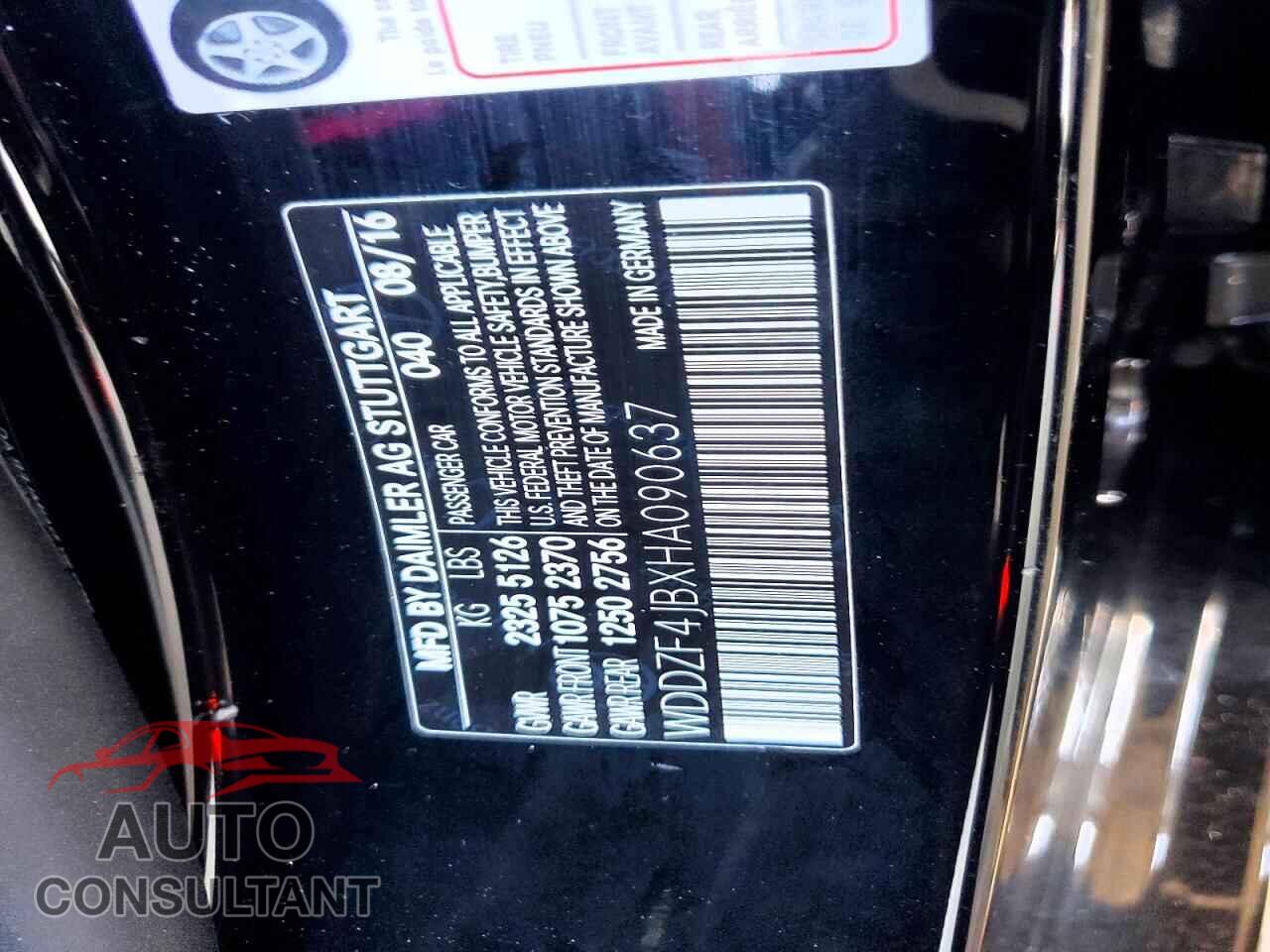 MERCEDES-BENZ E-CLASS 2017 - WDDZF4JBXHA090637