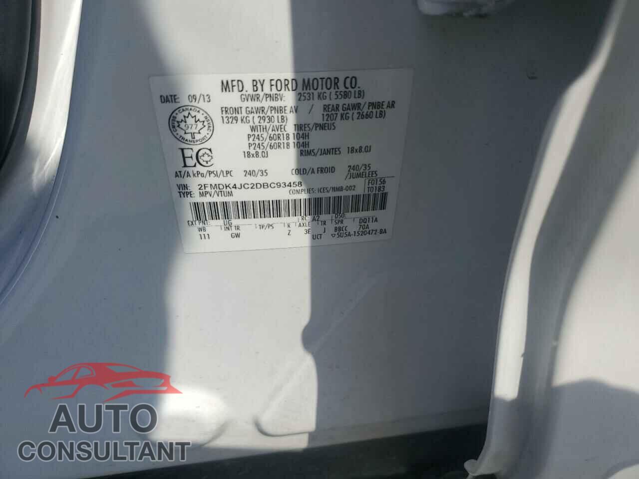 FORD EDGE 2013 - 2FMDK4JC2DBC93458