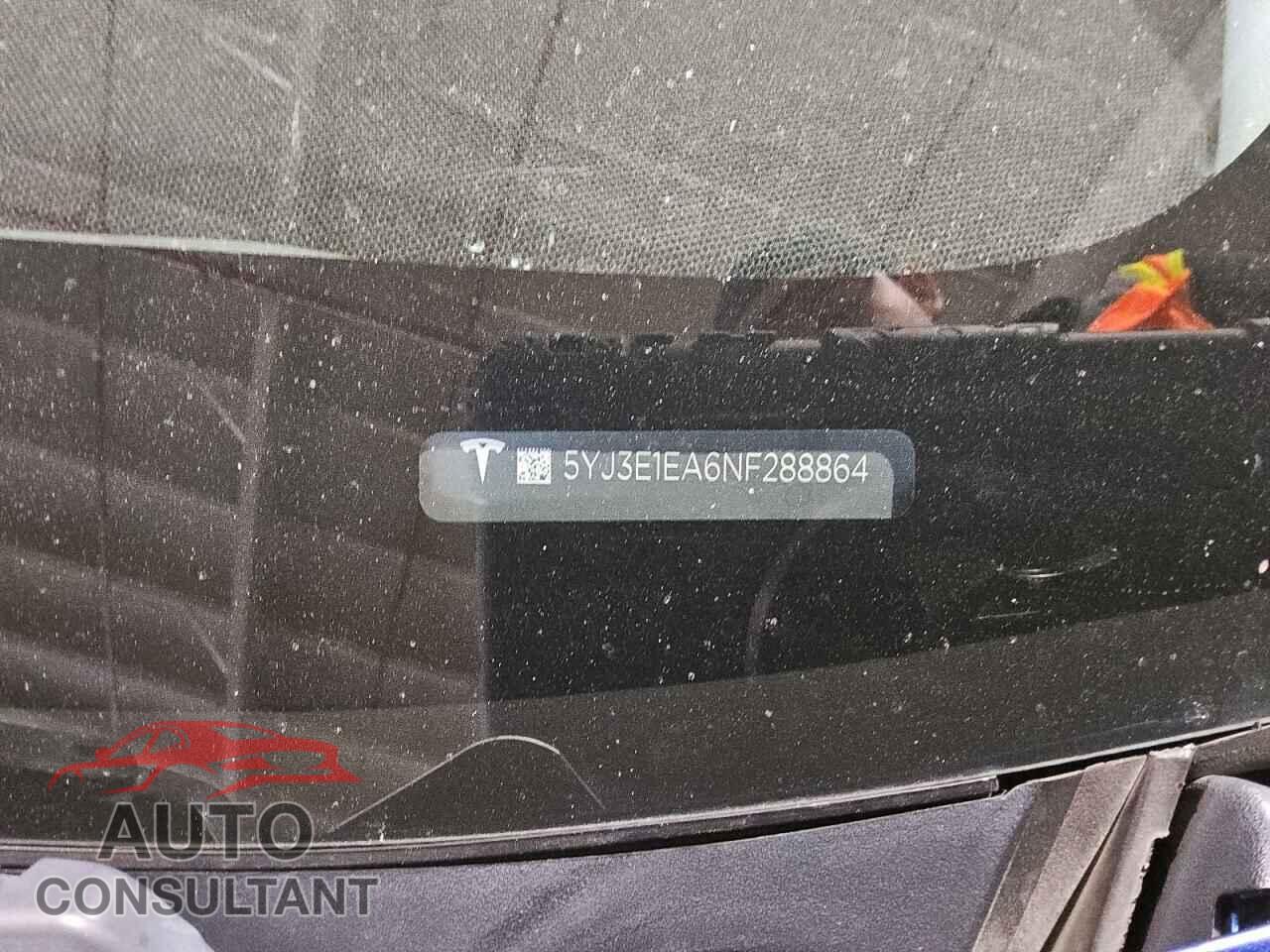 TESLA MODEL 3 2022 - 5YJ3E1EA6NF288864