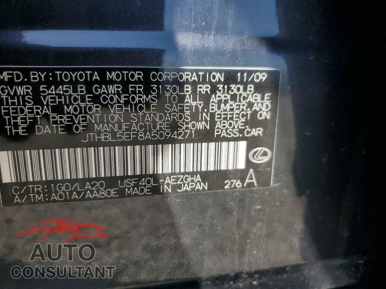 LEXUS LS460 2010 - JTHBL5EF8A5094271