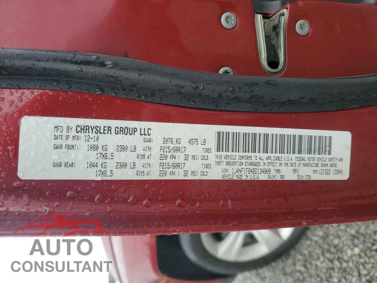 JEEP COMPASS 2011 - 1J4NF1FB4BD134809