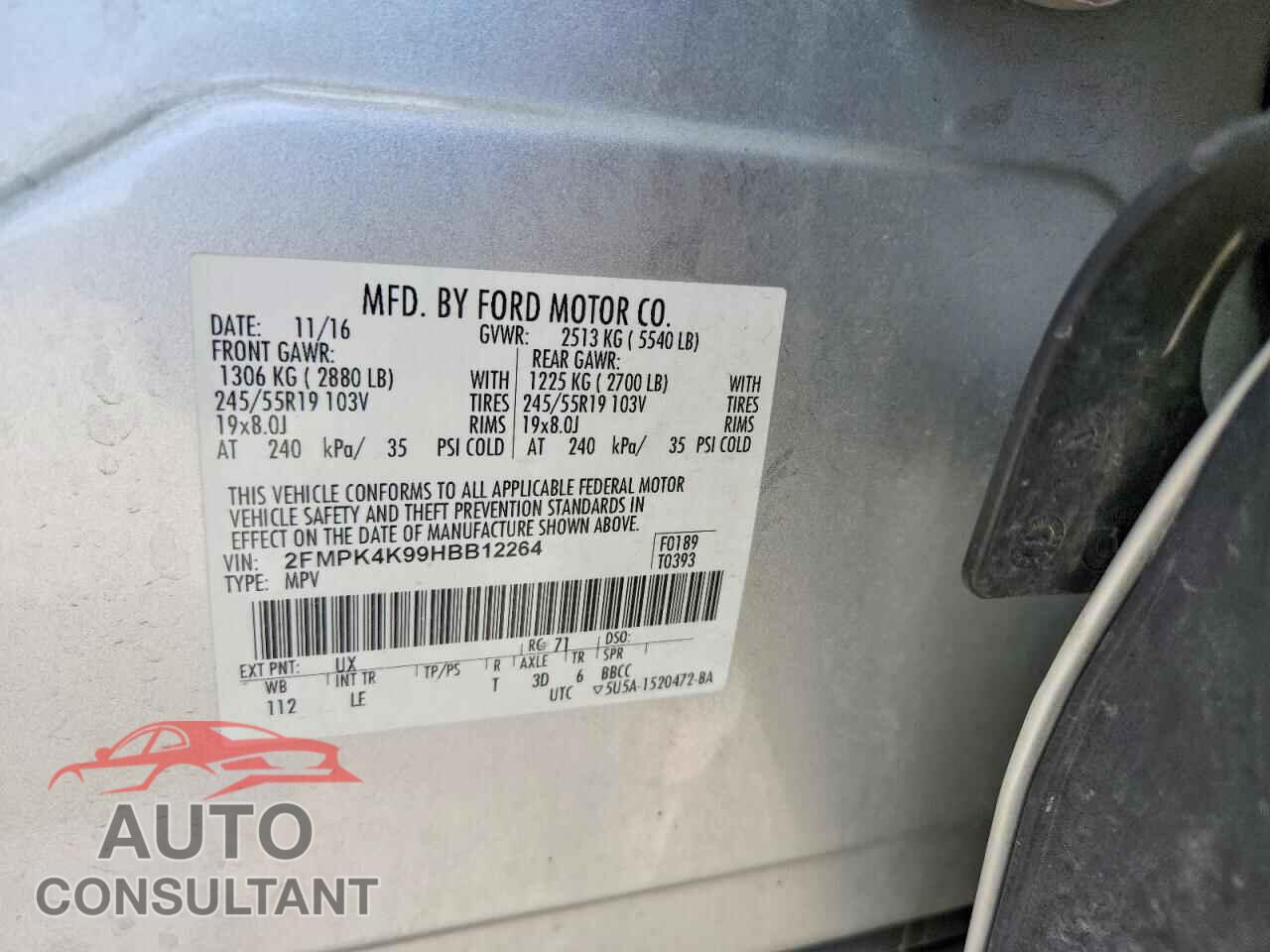 FORD EDGE 2017 - 2FMPK4K99HBB12264