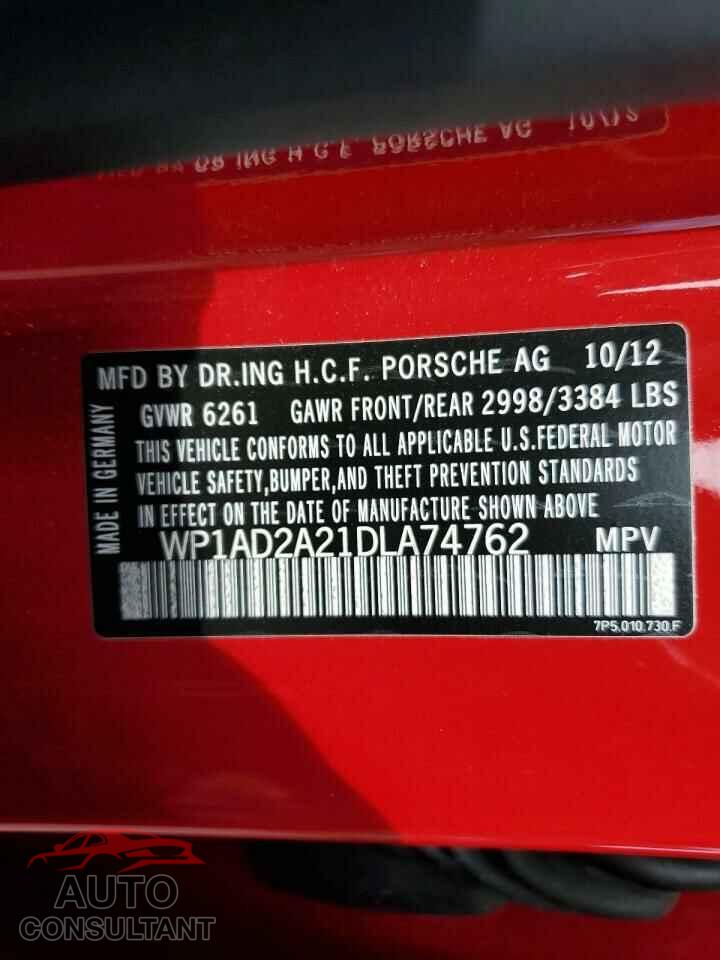 PORSCHE CAYENNE 2013 - WP1AD2A21DLA74762