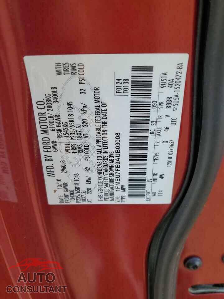 FORD EXPLORER 2010 - 1FMEU7FE9AUB03008