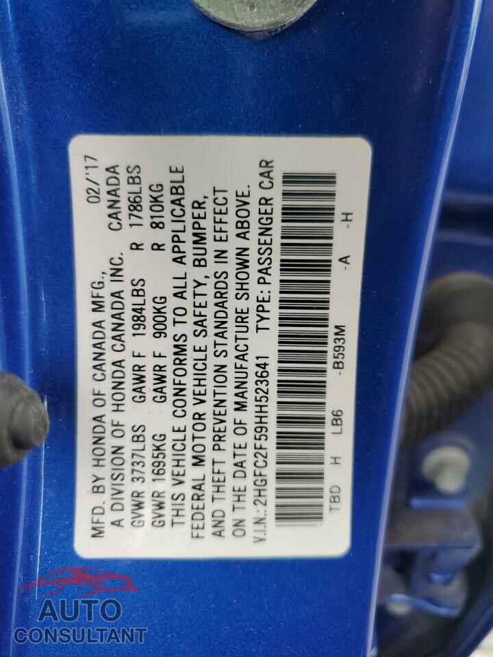 HONDA CIVIC 2017 - 2HGFC2F59HH523641