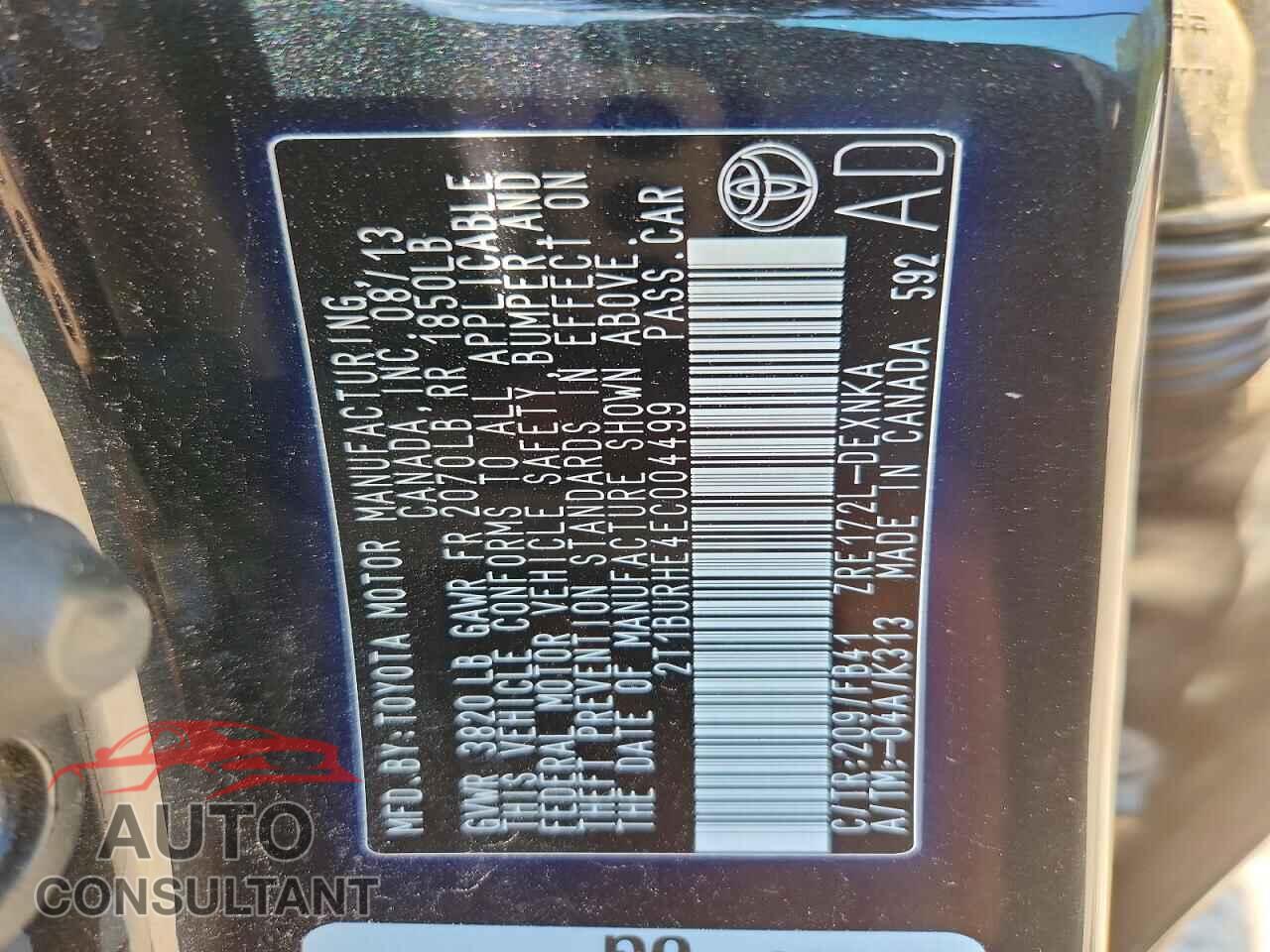 TOYOTA COROLLA 2014 - 2T1BURHE4EC004499
