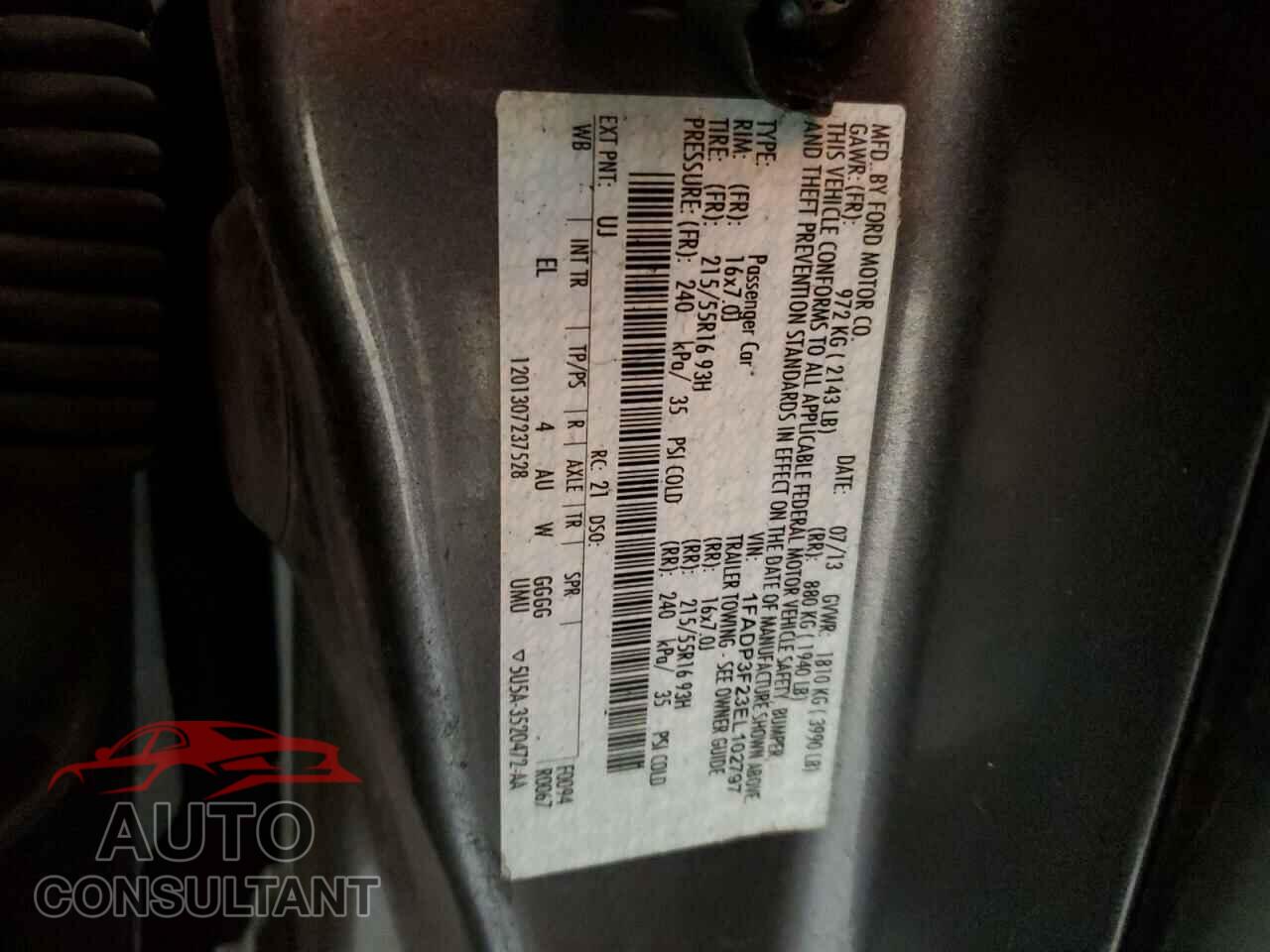 FORD FOCUS 2014 - 1FADP3F23EL102797