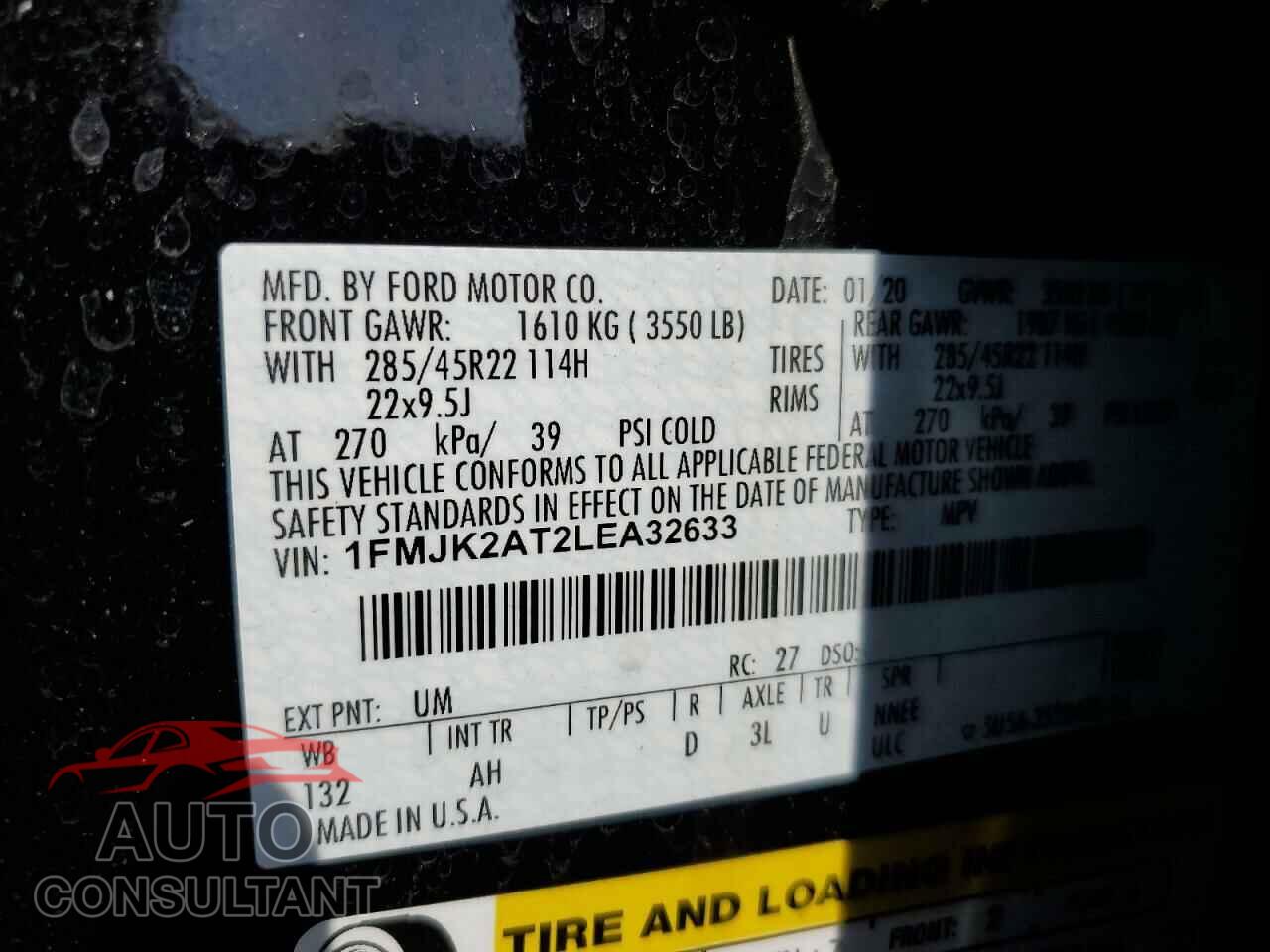 FORD EXPEDITION 2020 - 1FMJK2AT2LEA32633