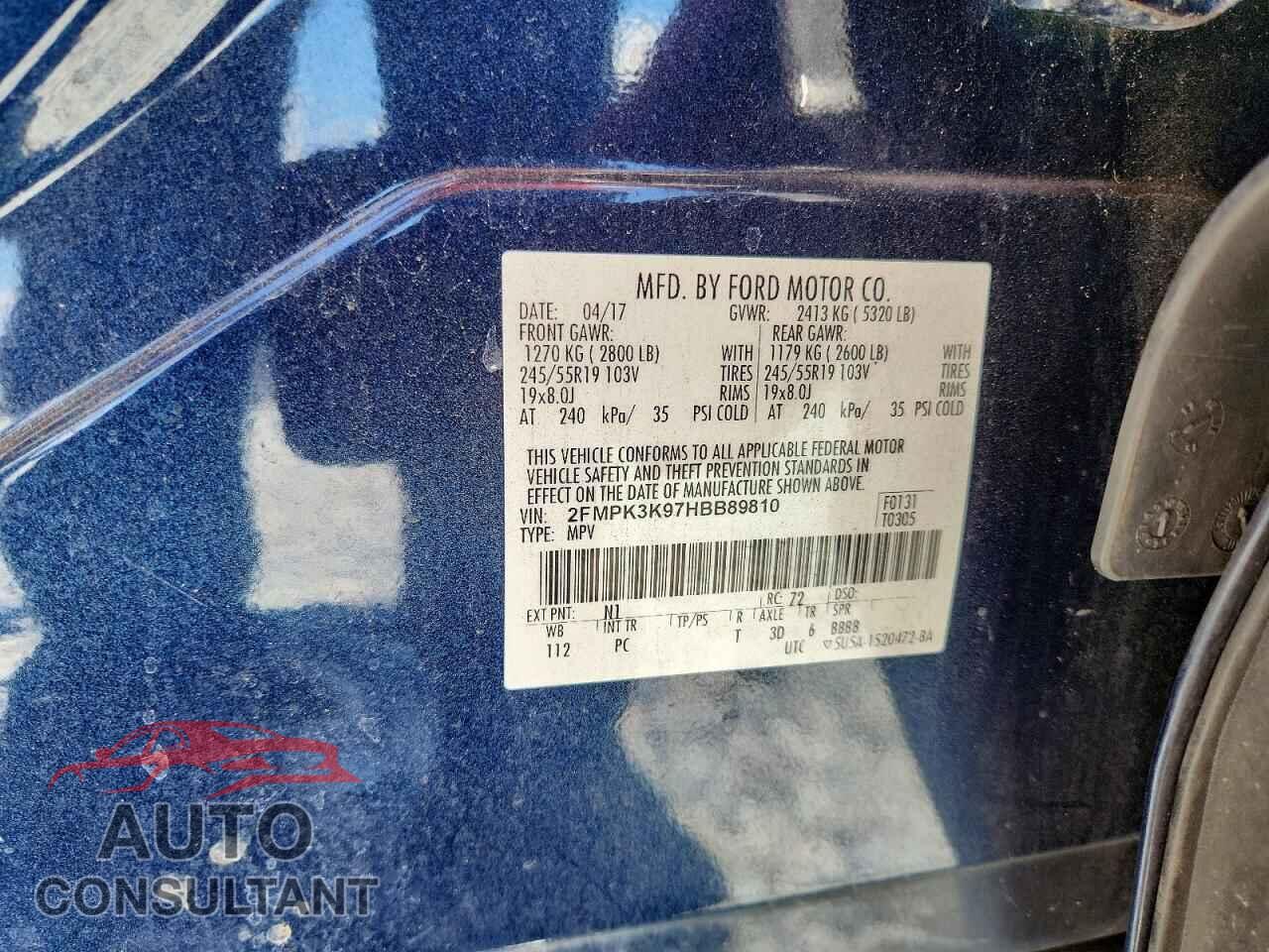 FORD EDGE 2017 - 2FMPK3K97HBB89810