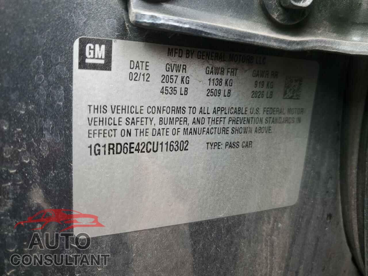 CHEVROLET VOLT 2012 - 1G1RD6E42CU116302