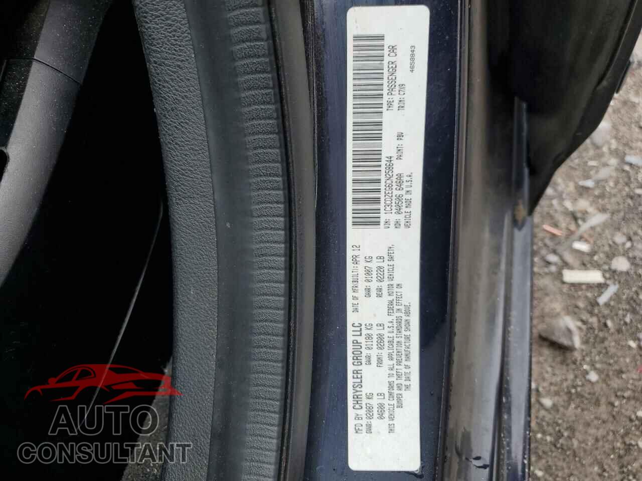 DODGE AVENGER 2012 - 1C3CDZEG6CN258644