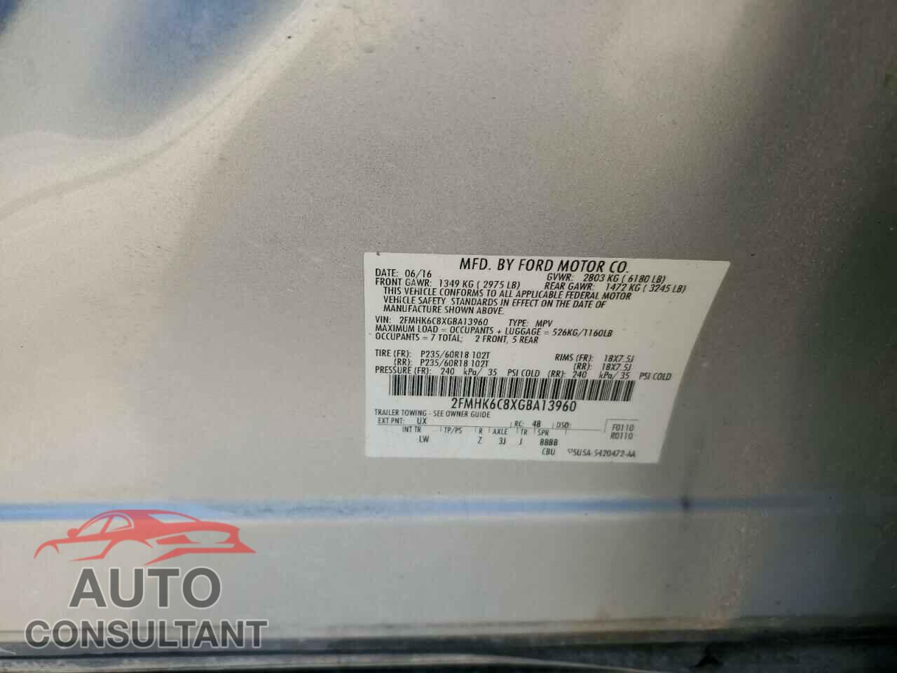FORD FLEX 2016 - 2FMHK6C8XGBA13960