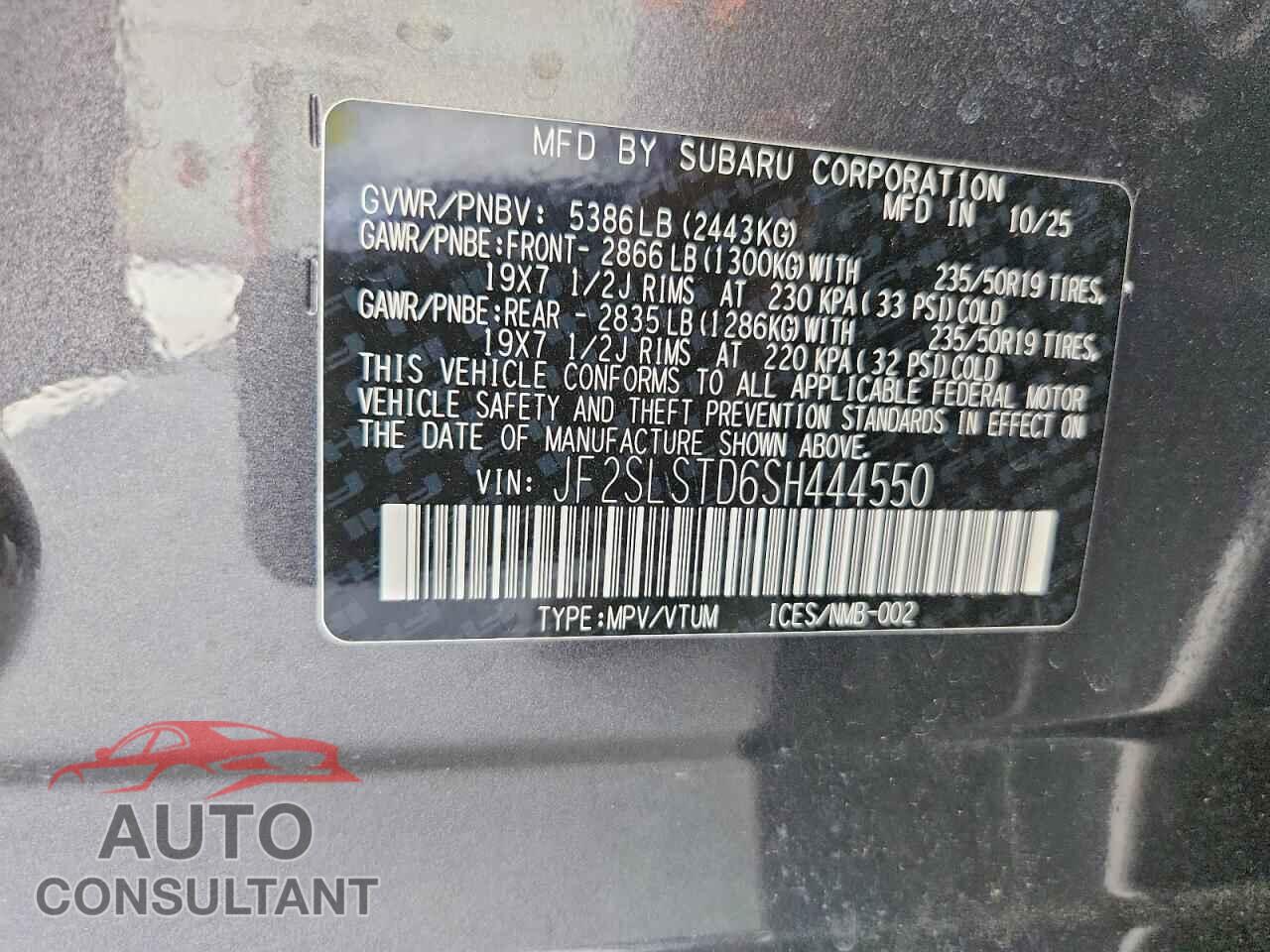 SUBARU FORESTER 2025 - JF2SLSTD6SH444550