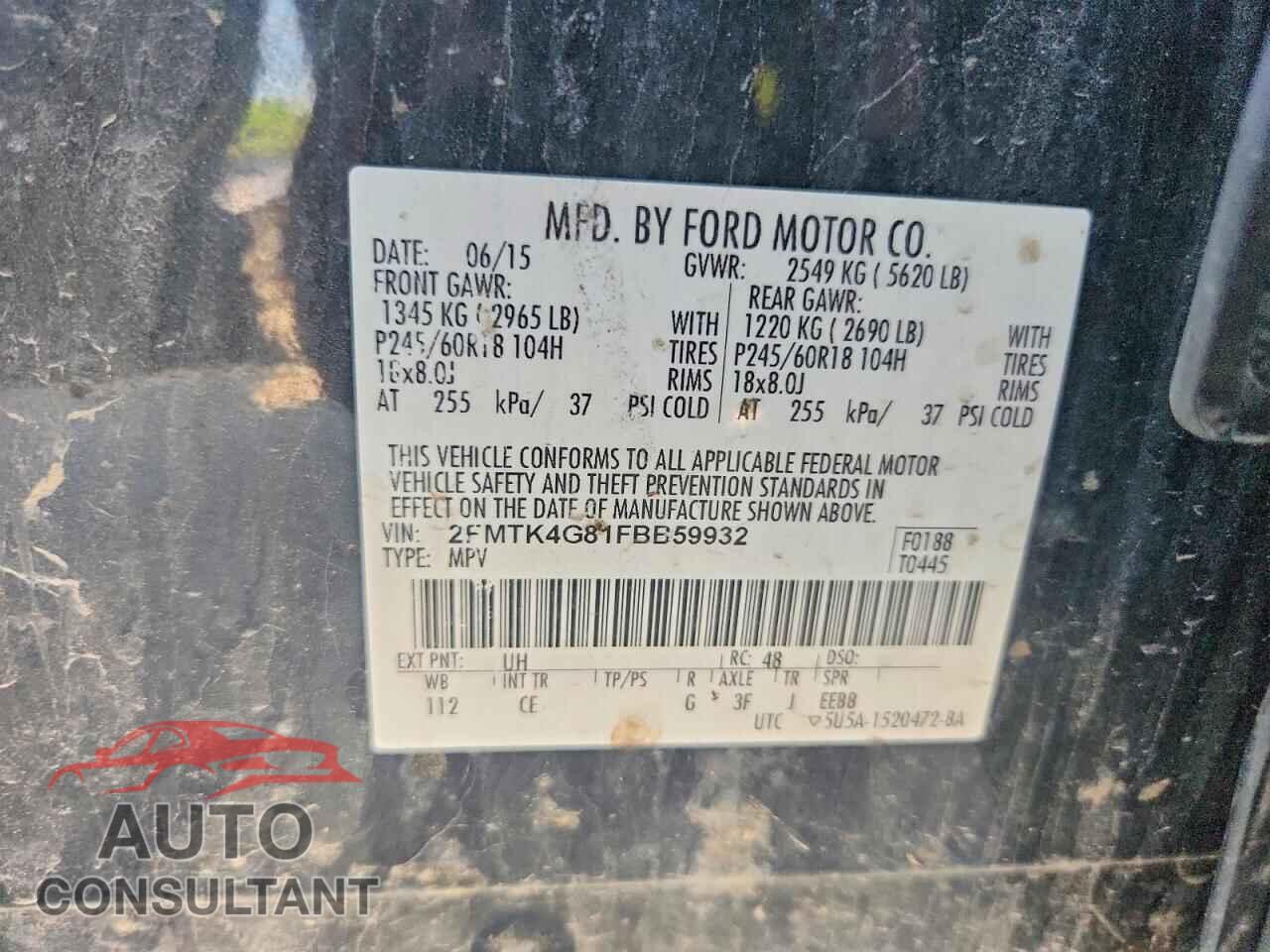 FORD EDGE 2015 - 2FMTK4G81FBB59932