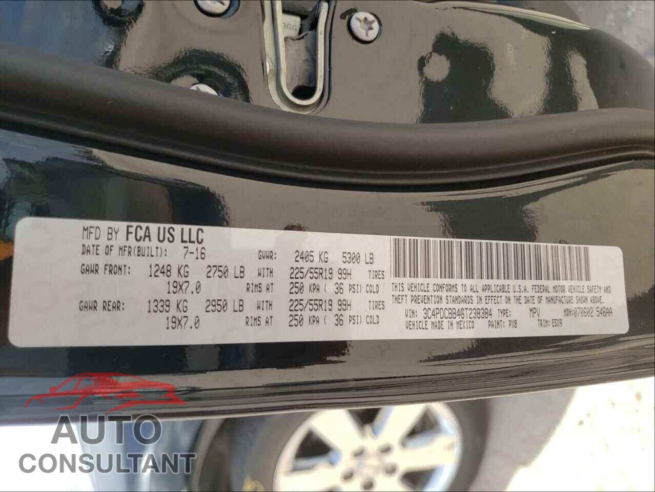 DODGE JOURNEY 2016 - 3C4PDCBB4GT238384