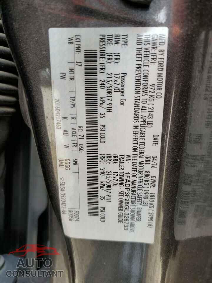 FORD FOCUS 2016 - 1FADP3F28GL326733