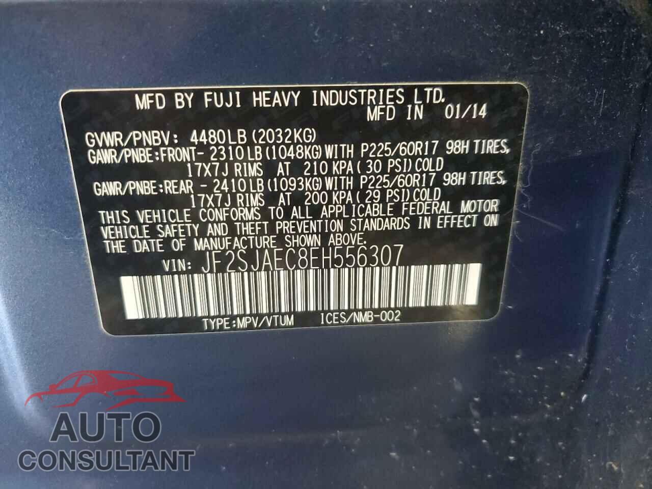 SUBARU FORESTER 2014 - JF2SJAEC8EH556307