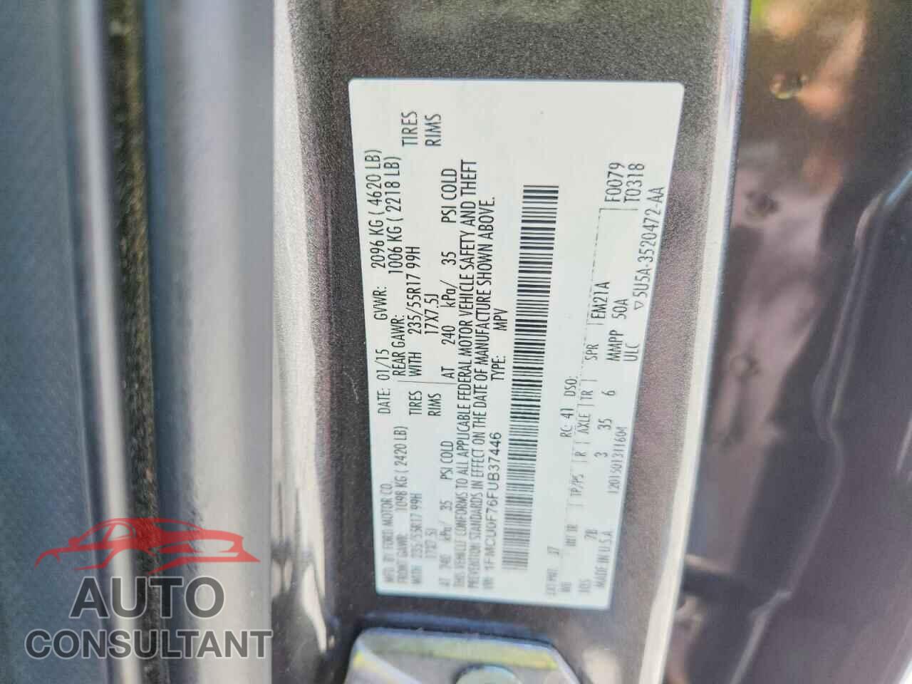 FORD ESCAPE 2015 - 1FMCU0F76FUB37446