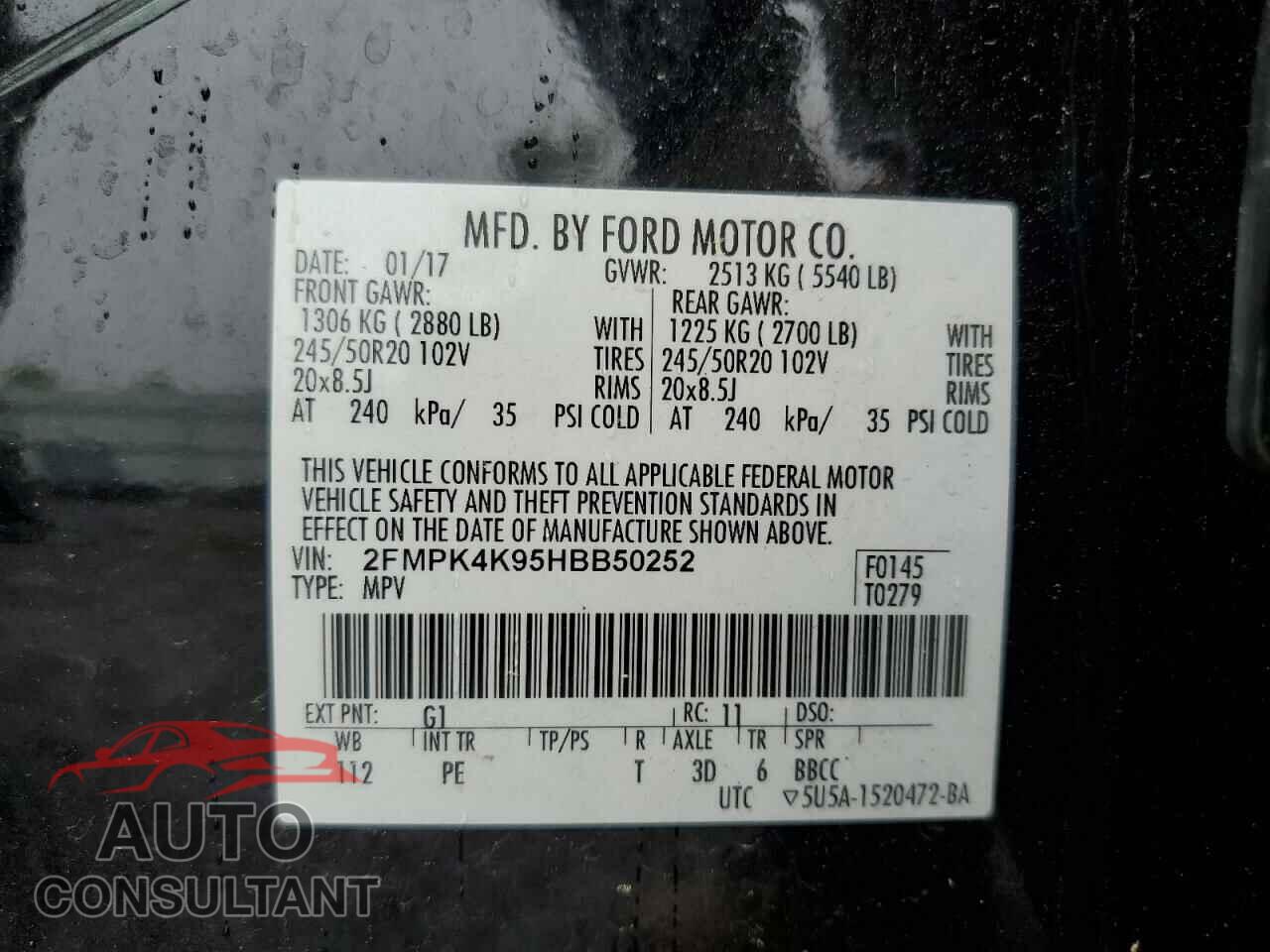 FORD EDGE 2017 - 2FMPK4K95HBB50252