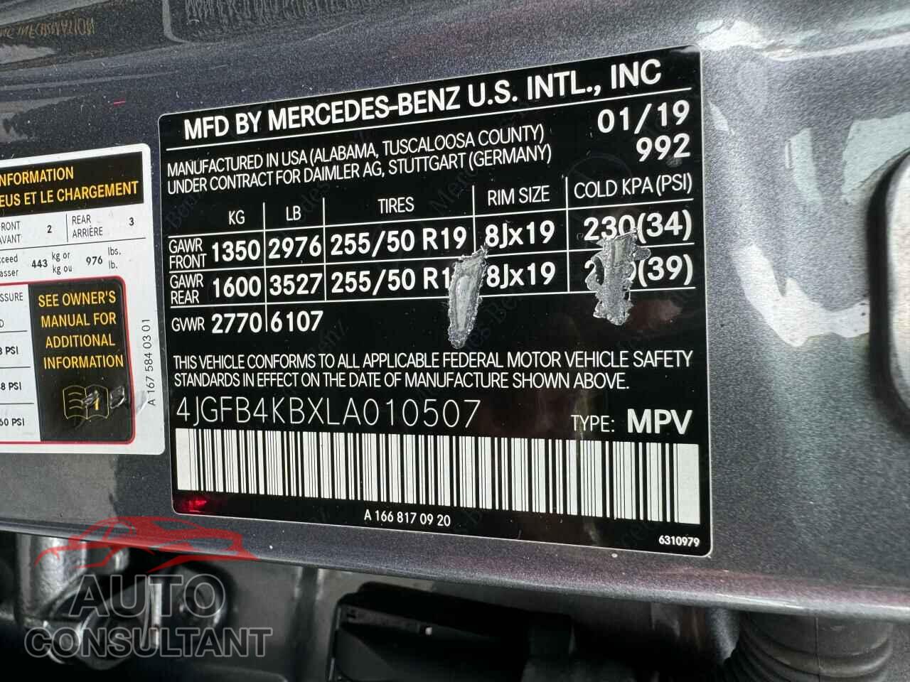 MERCEDES-BENZ GLE-CLASS 2020 - 4JGFB4KBXLA010507