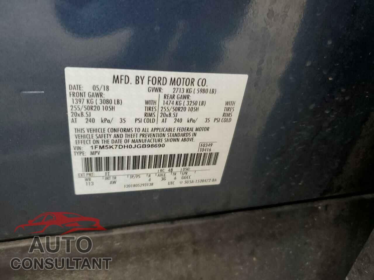 FORD EXPLORER 2018 - 1FM5K7DH0JGB98690
