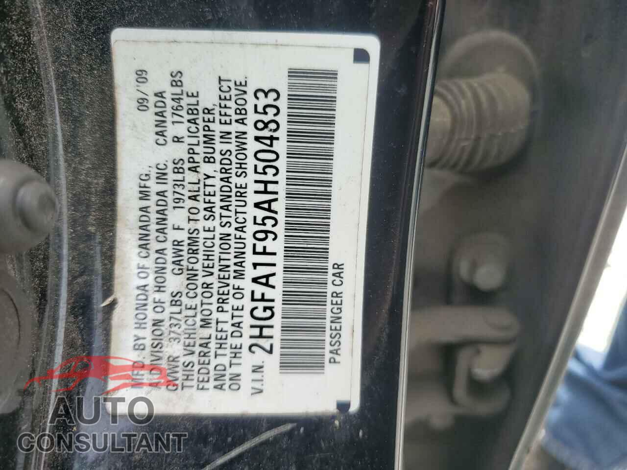 HONDA CIVIC 2010 - 2HGFA1F95AH504853