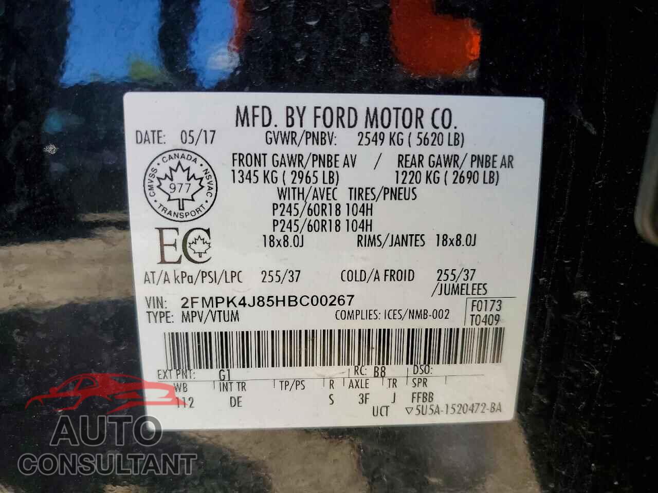 FORD EDGE 2017 - 2FMPK4J85HBC00267