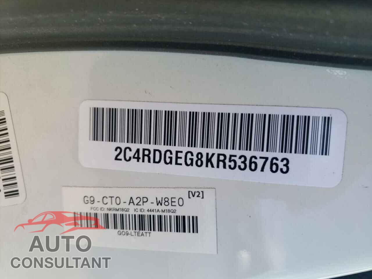 DODGE CARAVAN 2019 - 2C4RDGEG8KR536763