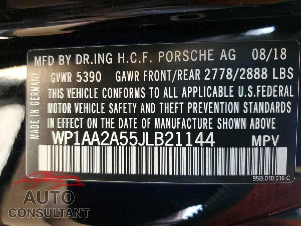 PORSCHE MACAN 2018 - WP1AA2A55JLB21144