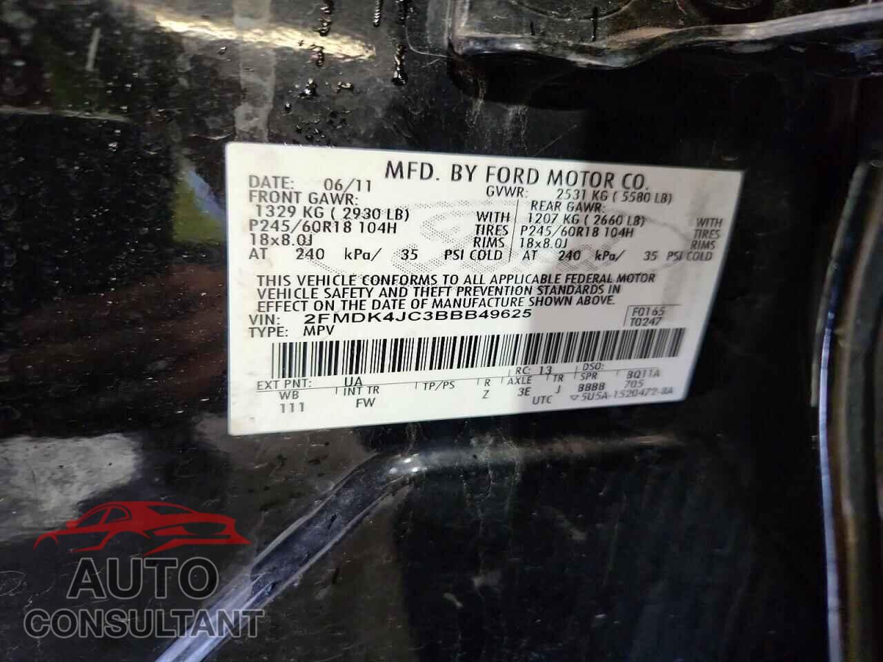 FORD EDGE 2011 - 2FMDK4JC3BBB49625