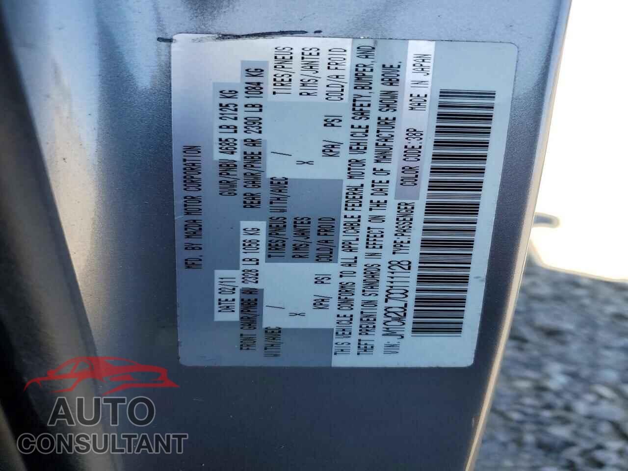 MAZDA 5 2012 - JM1CW2CL7C0111128