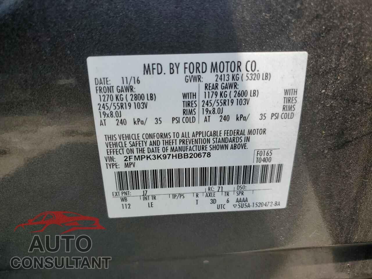 FORD EDGE 2017 - 2FMPK3K97HBB20678