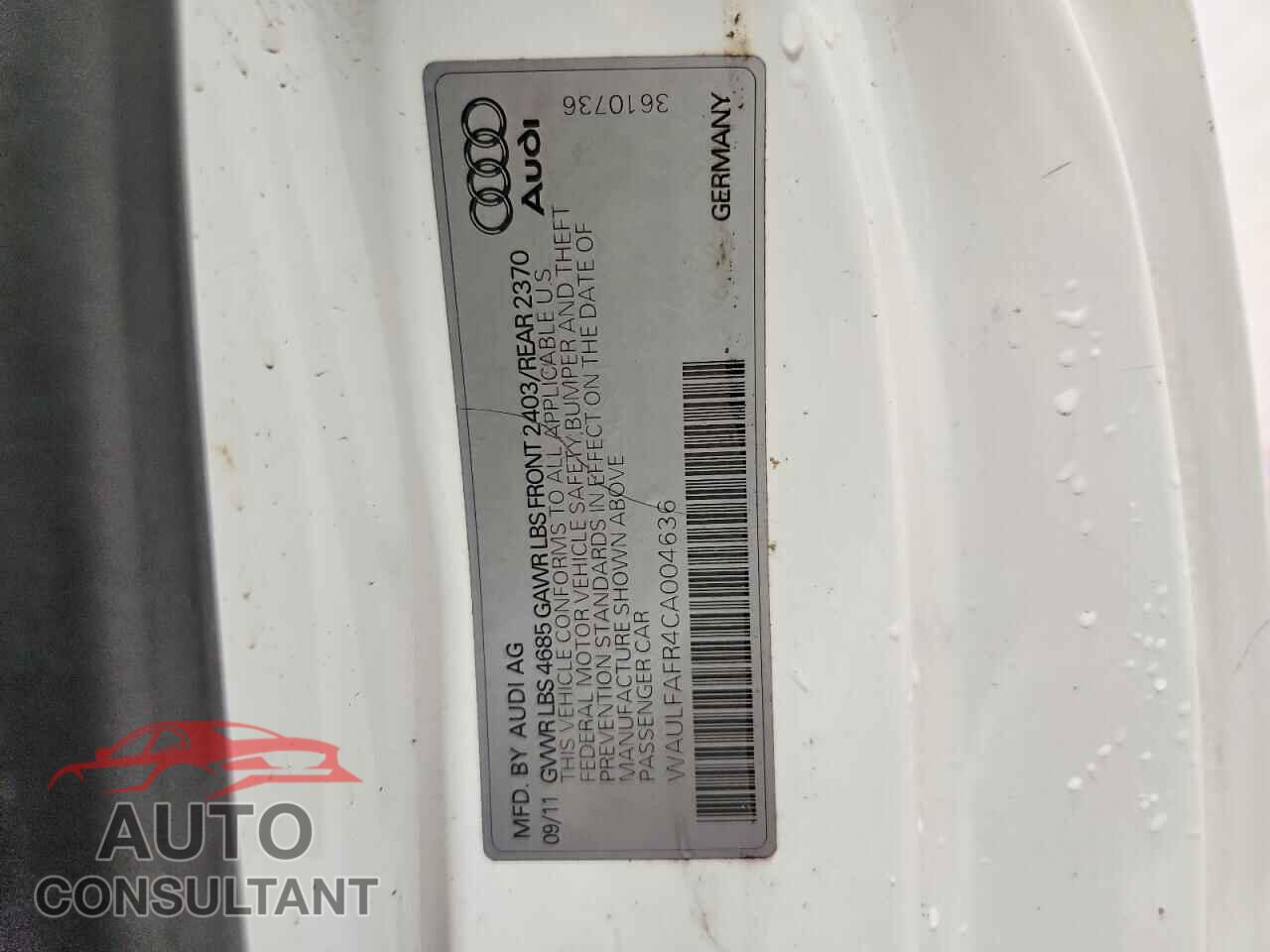 AUDI A5 2012 - WAULFAFR4CA004636
