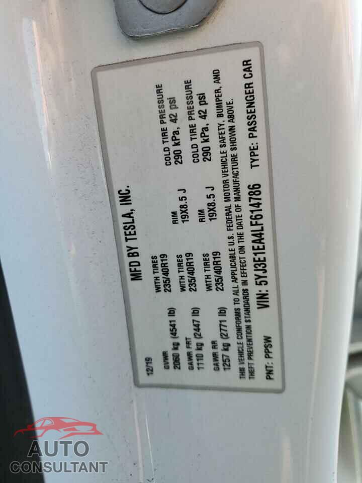 TESLA MODEL 3 2020 - 5YJ3E1EA4LF614786