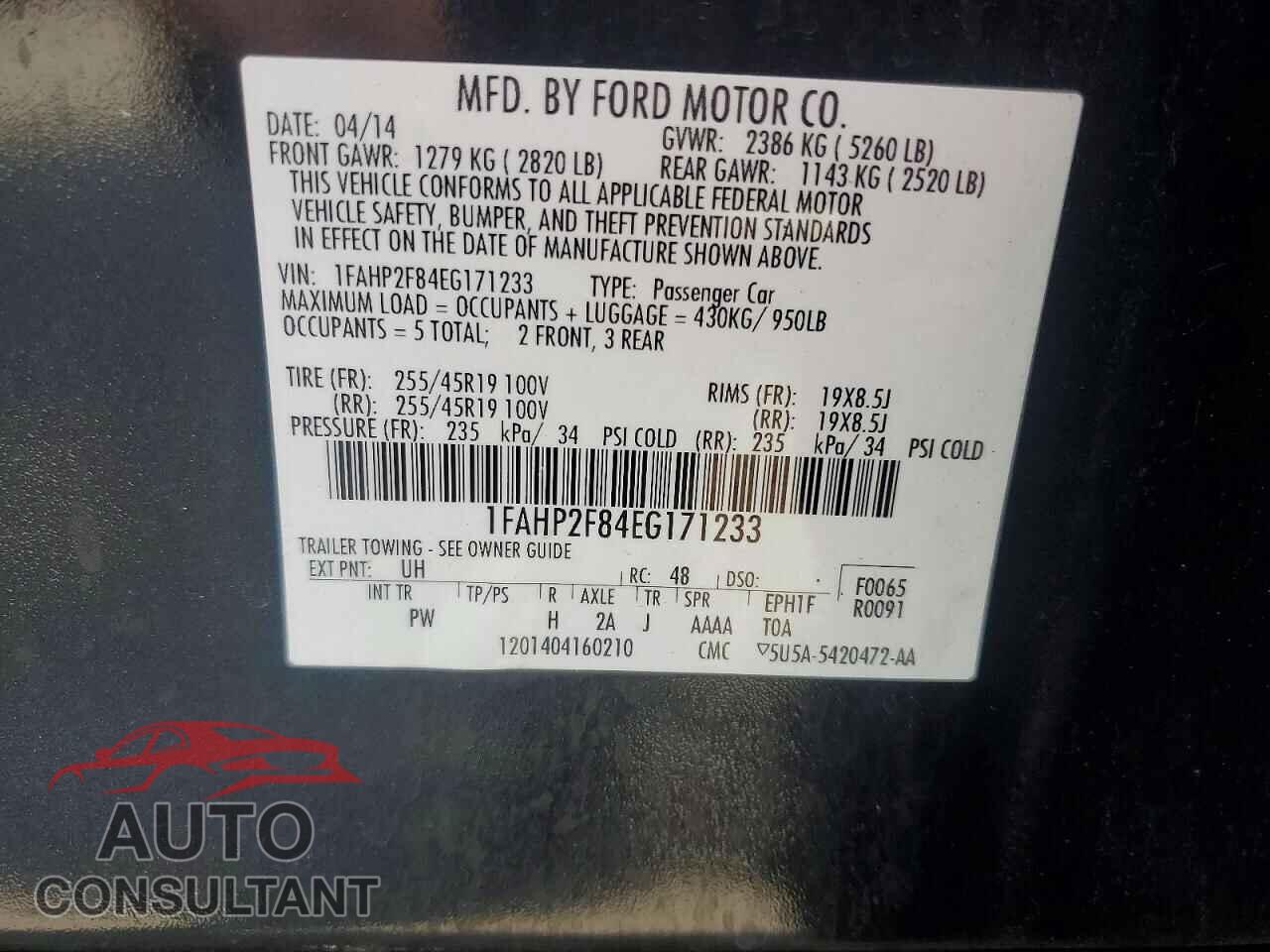 FORD TAURUS 2014 - 1FAHP2F84EG171233
