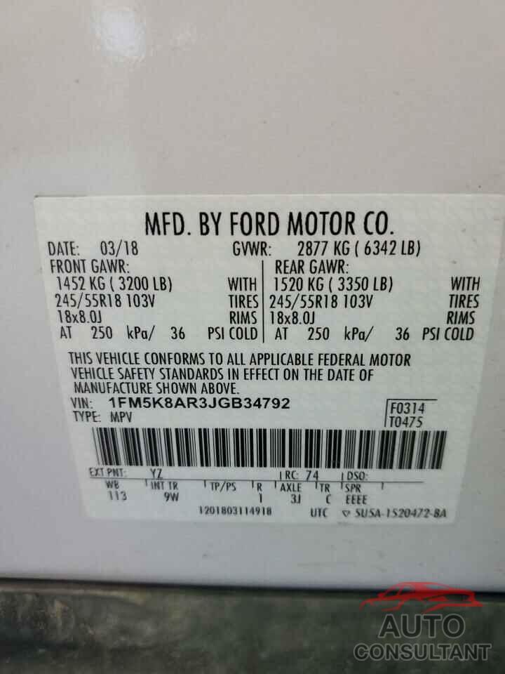 FORD EXPLORER 2018 - 1FM5K8AR3JGB34792